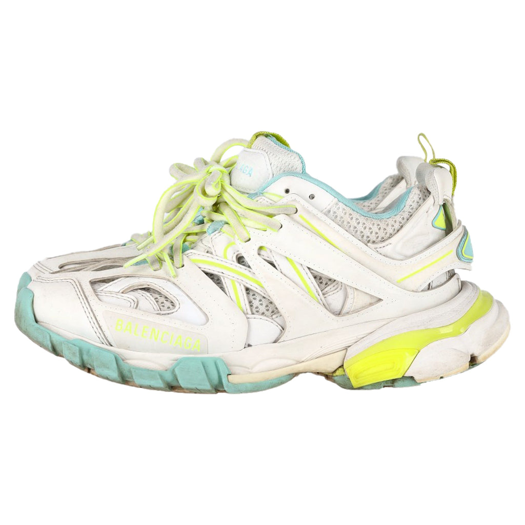 Women's Balenciaga Track Sneakers in White and Neon Polyurethane