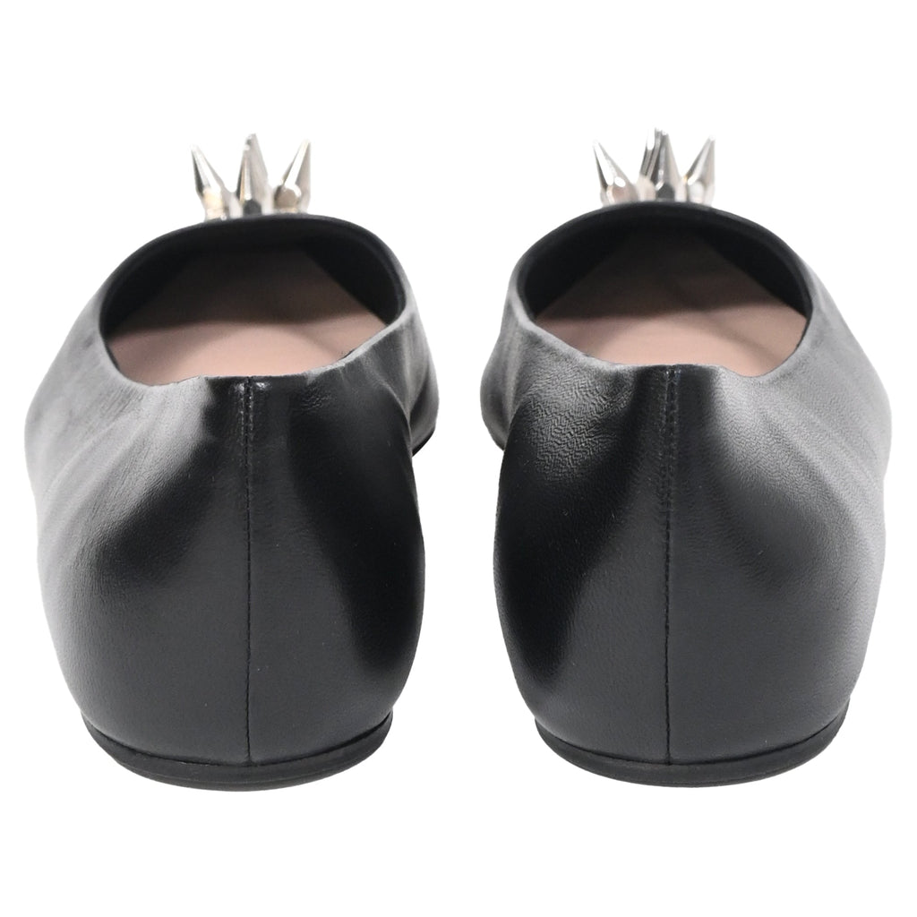 Alexander McQueen Spike Toe Ballerina Flats in Black Leather