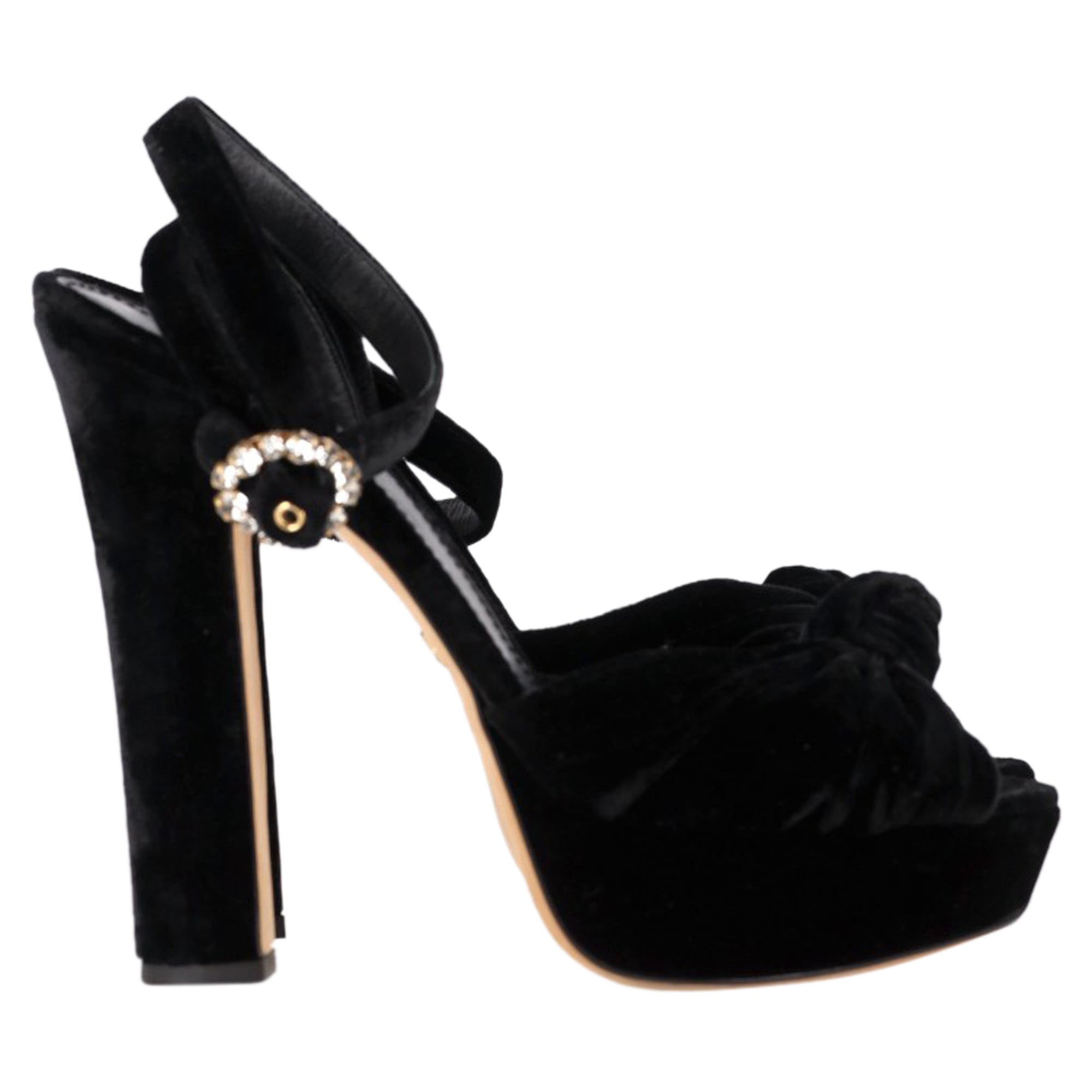 Women's Dolce & Gabbana Bow Platform Heels in Black Velvet