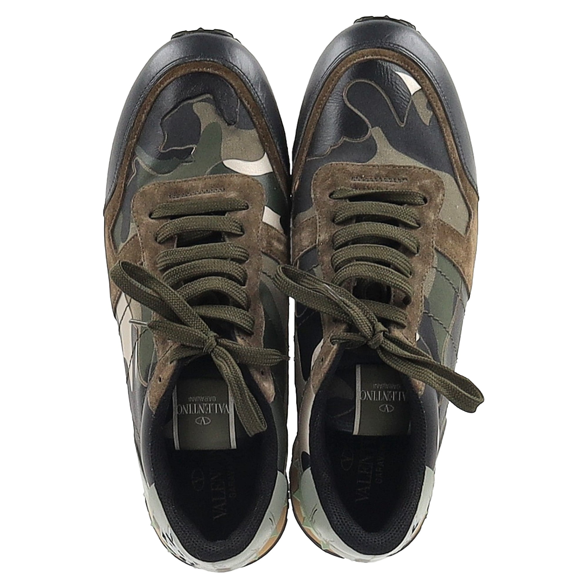 Valentino Rockrunner Camouflage Studded Sneakers in Multicolor Leather