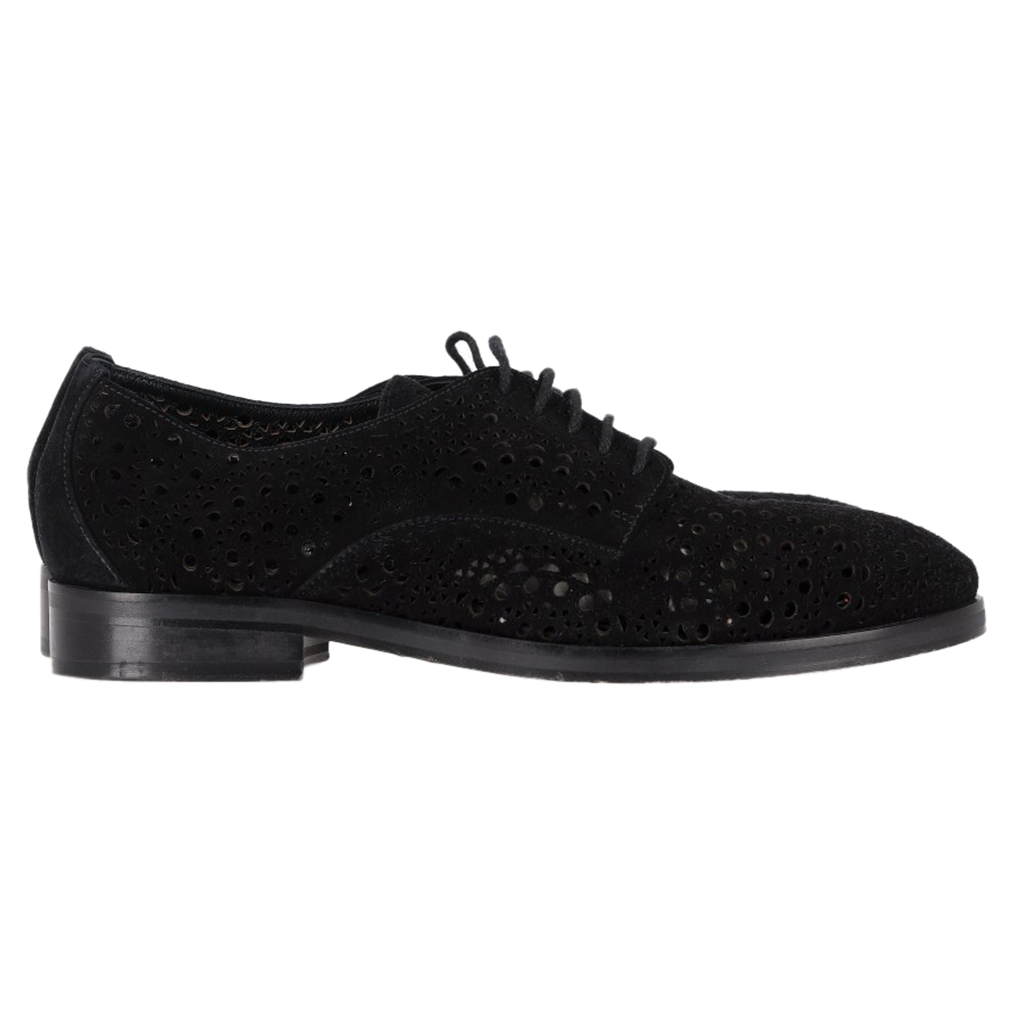 Alaïa Laser Cut Oxford in Brown Suede