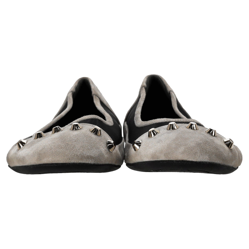 Balenciaga Studded Ballet Flats in Grey Suede