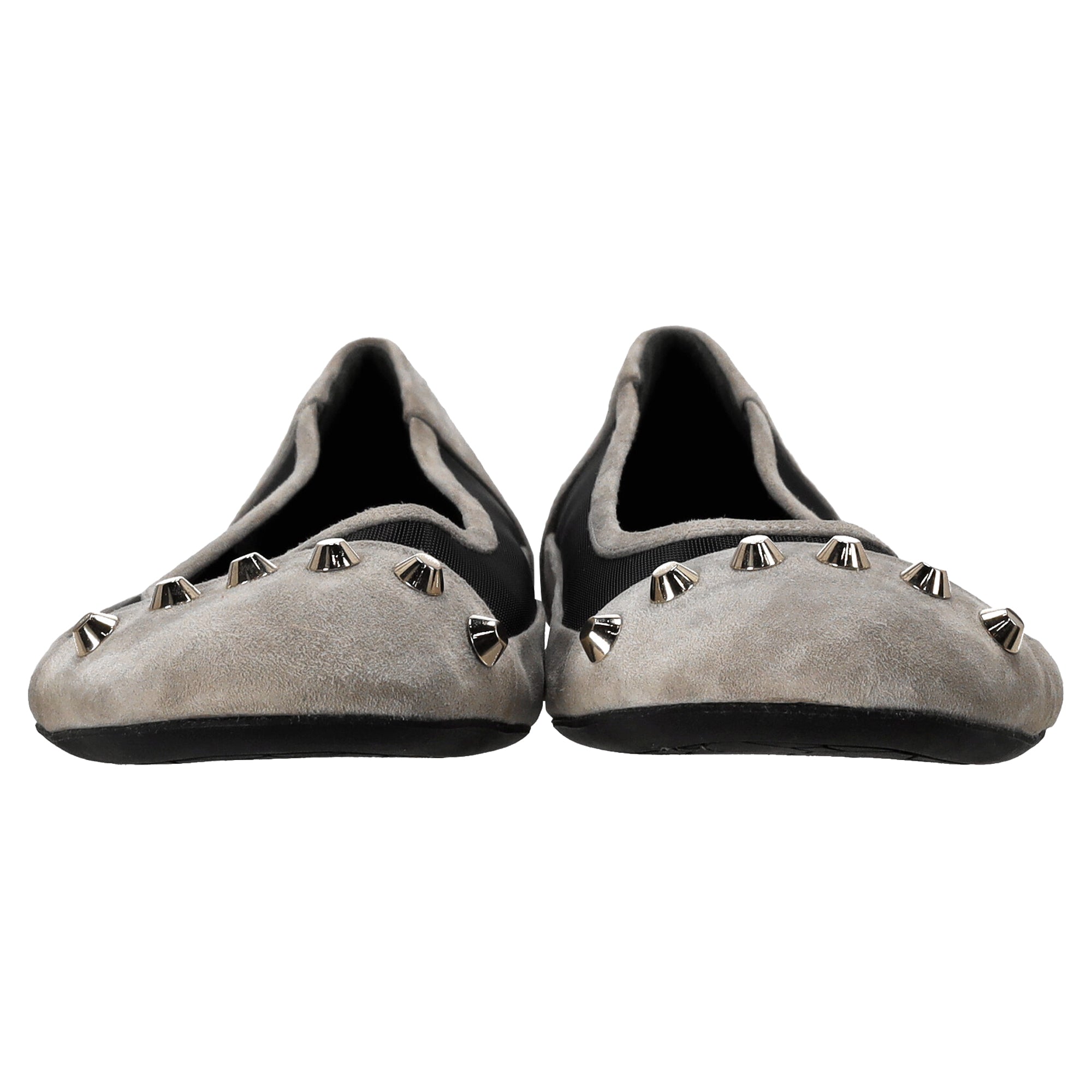 Balenciaga Studded Ballet Flats in Grey Suede