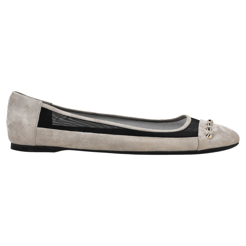 Balenciaga Studded Ballet Flats in Grey Suede