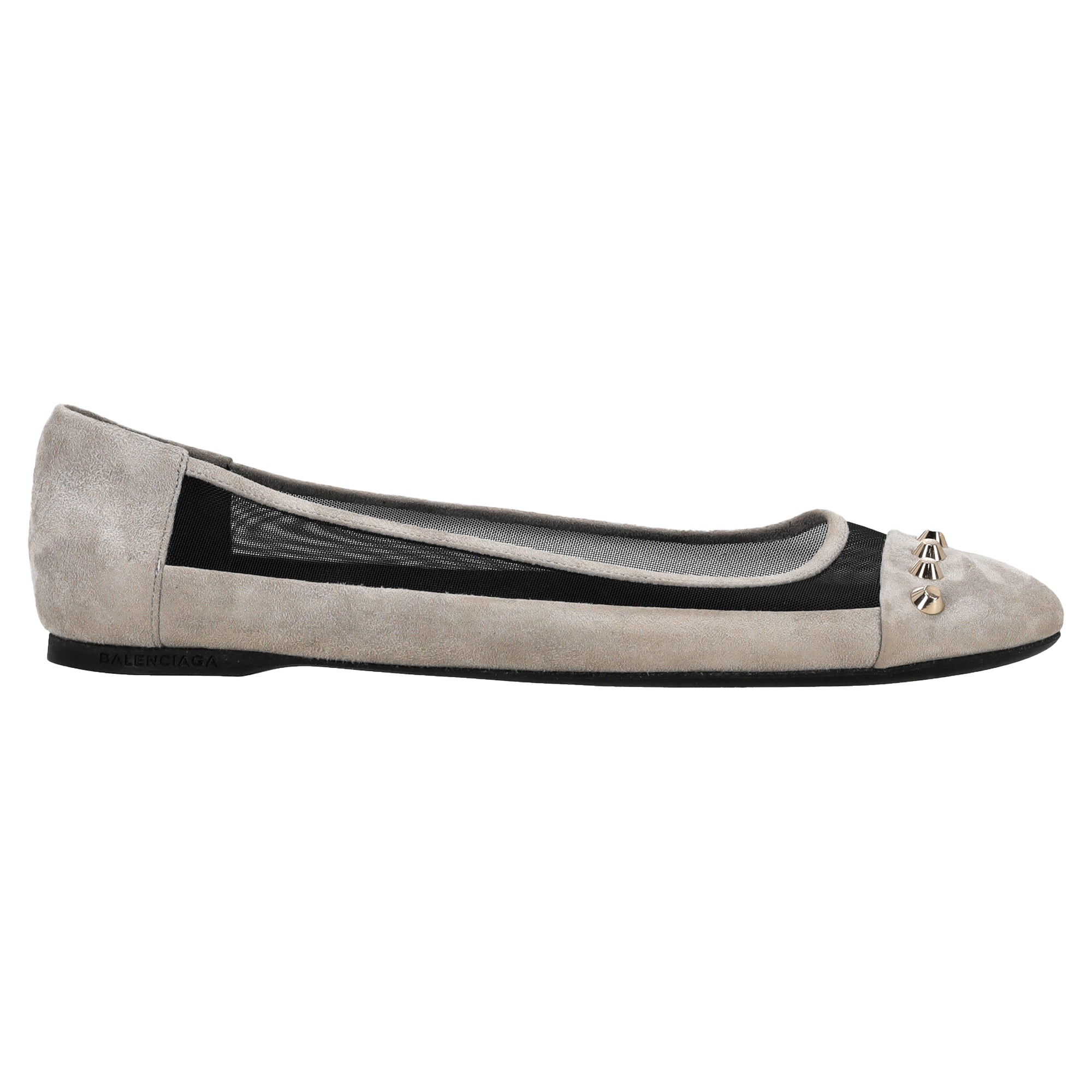Balenciaga Studded Ballet Flats in Grey Suede