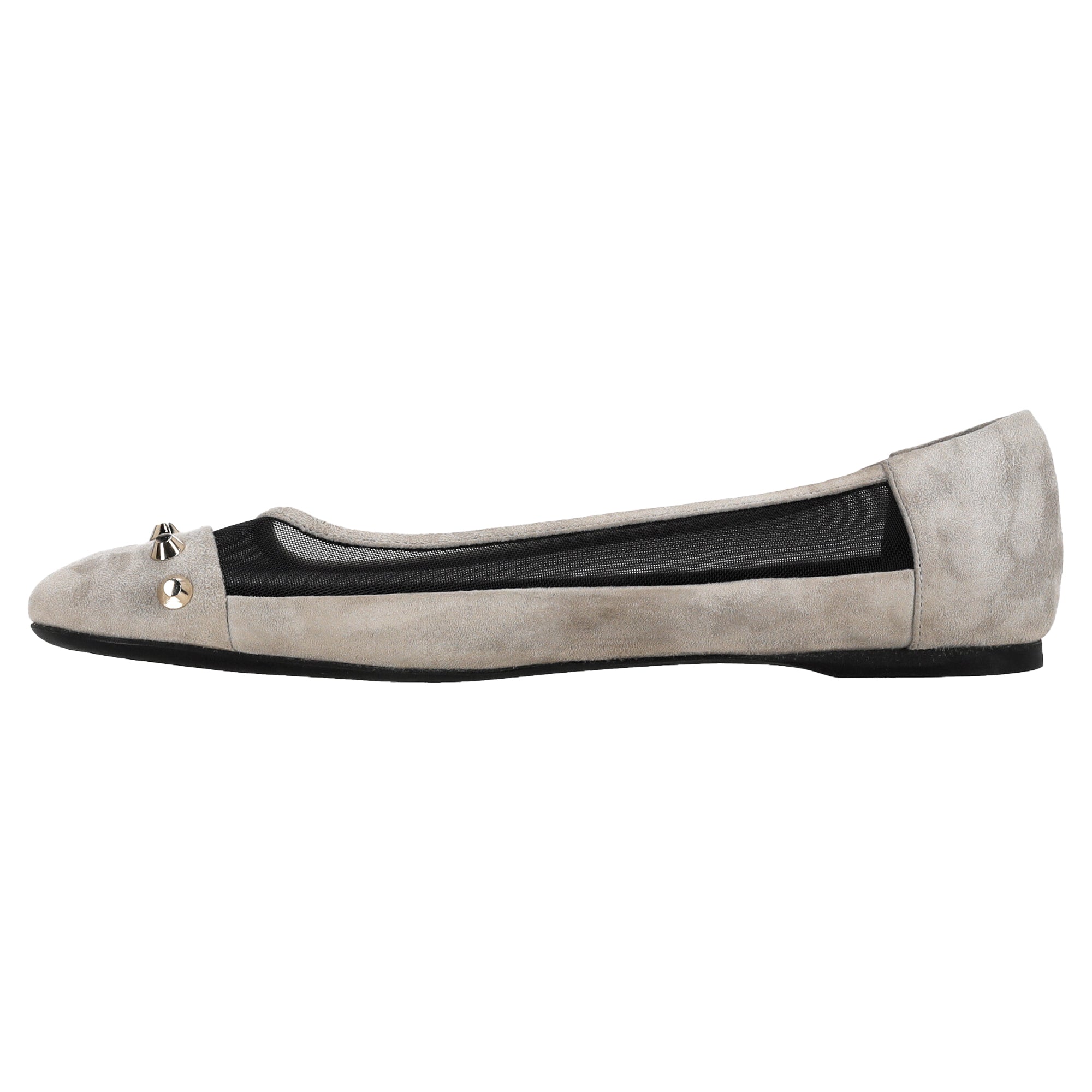 Balenciaga Studded Ballet Flats in Grey Suede