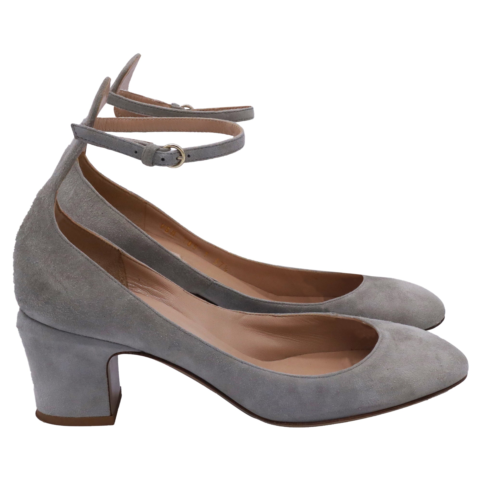 Women's Valentino Garavani Tan-Go Mary Jane Pumps in Grey Suede