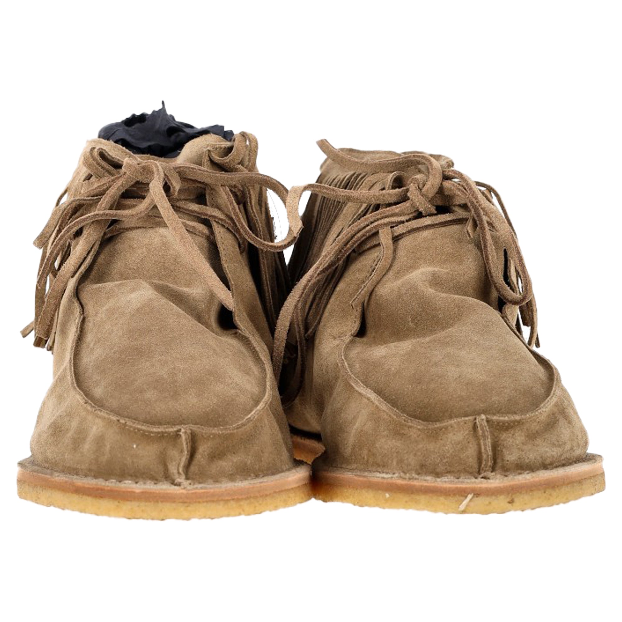 Saint Laurent Nino Fringed Ankle Boots in Brown Suede