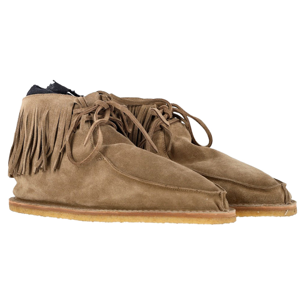 Saint Laurent Nino Fringed Ankle Boots in Brown Suede