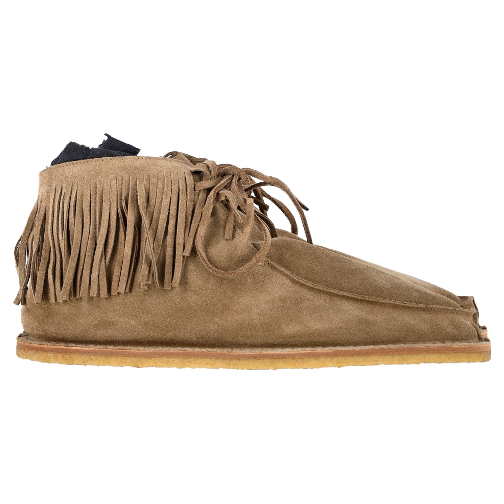 Saint Laurent Nino Fringed Ankle Boots in Brown Suede