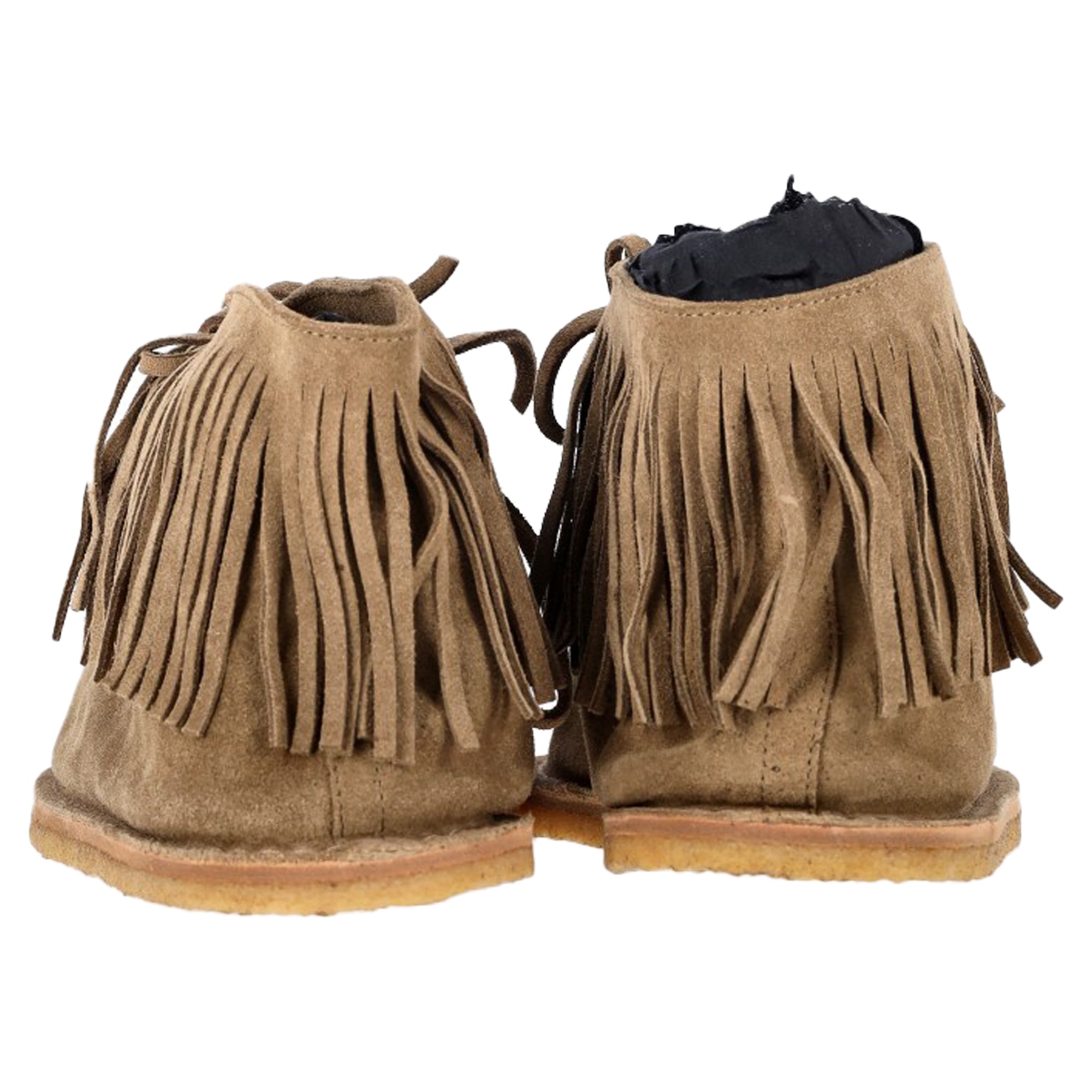 Saint Laurent Nino Fringed Ankle Boots in Brown Suede