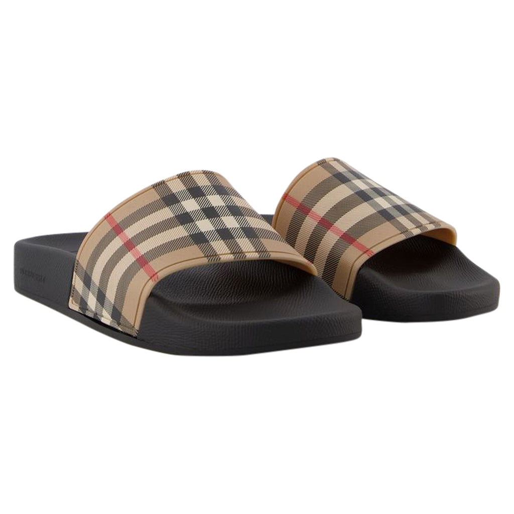 Lf Sdl Furley L Chk Slides - Burberry - Beige - Polyurethane