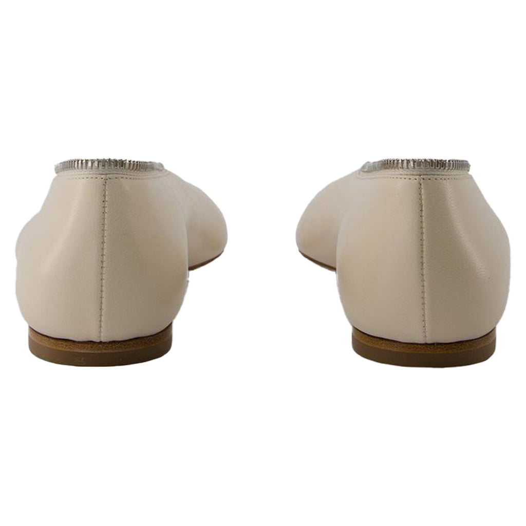 Sadler Zip Ballerinas - Burberry - Leather - White