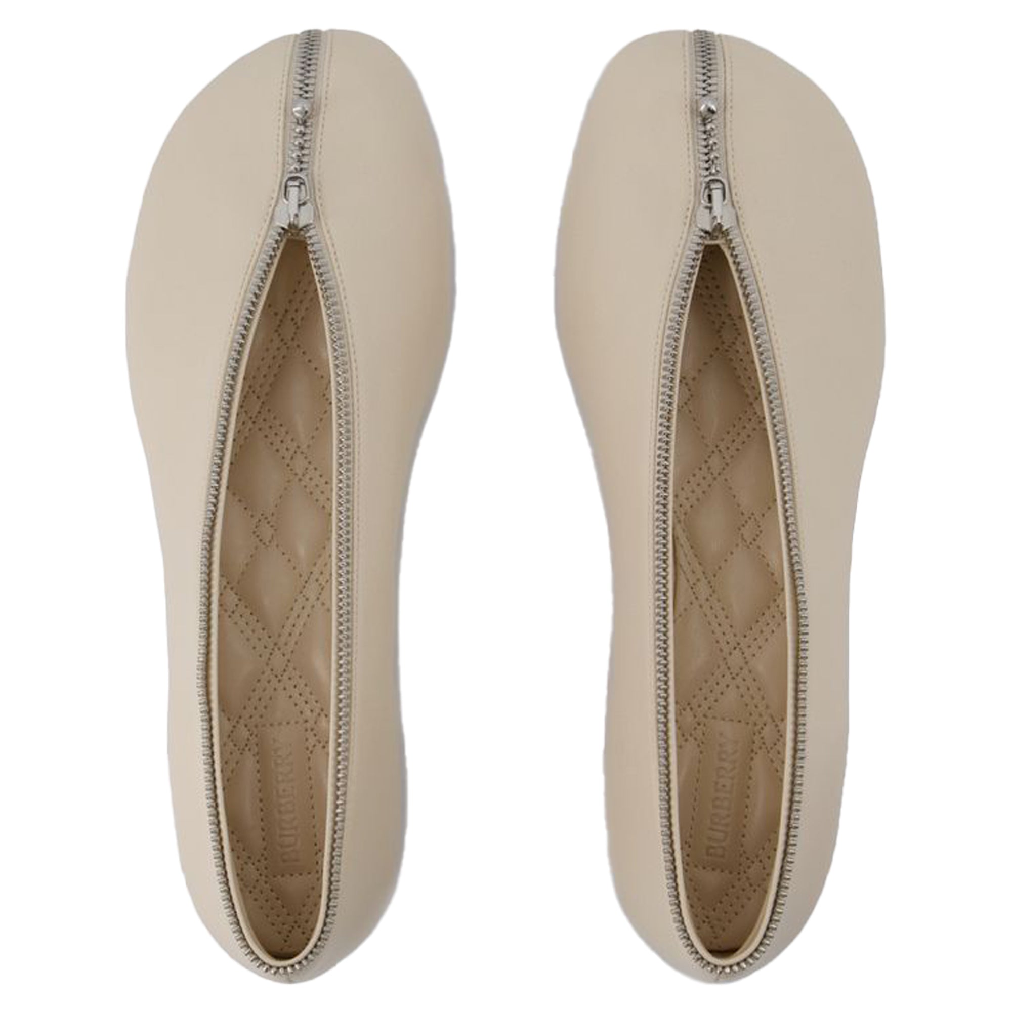 Sadler Zip Ballerinas - Burberry - Leather - White