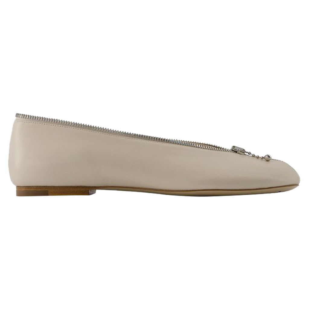 Sadler Zip Ballerinas - Burberry - Leather - White