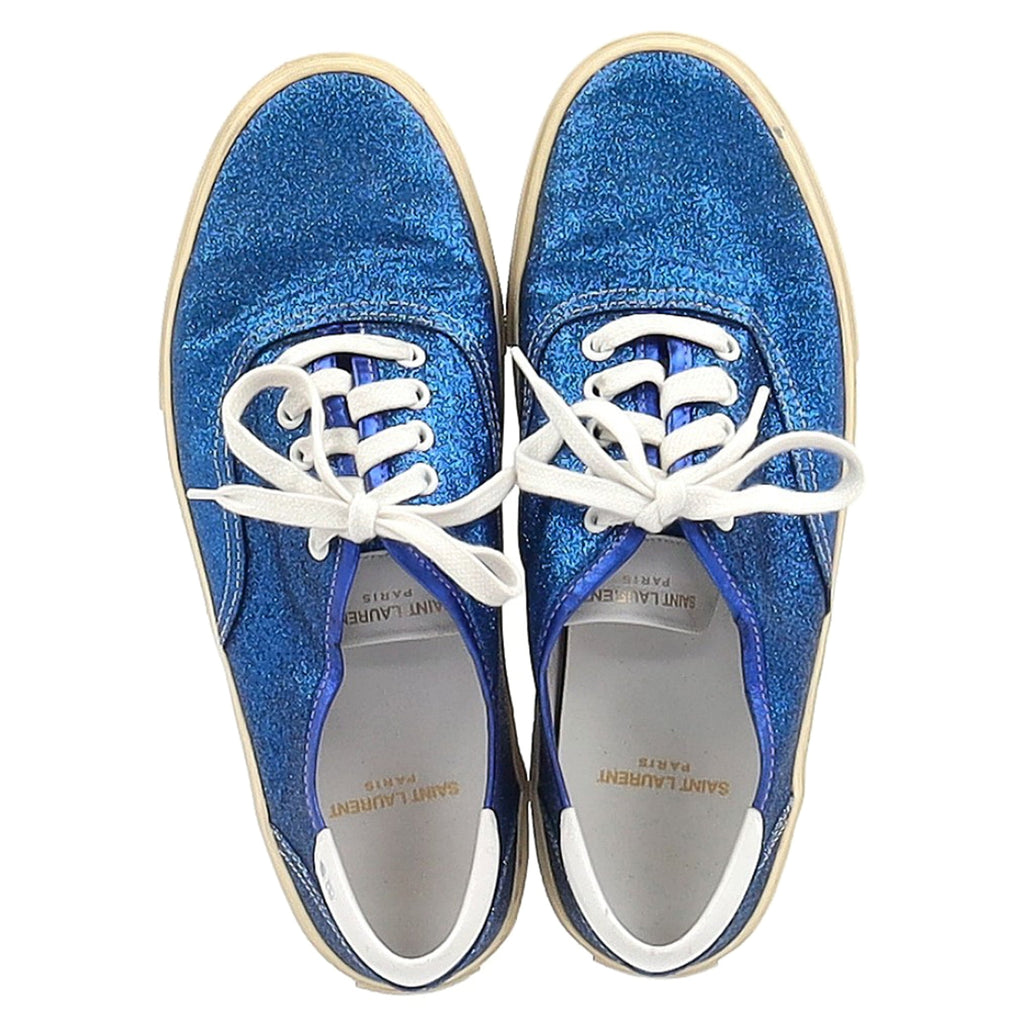 Women's Saint Laurent Low Top Sneakers in Blue Glitter
