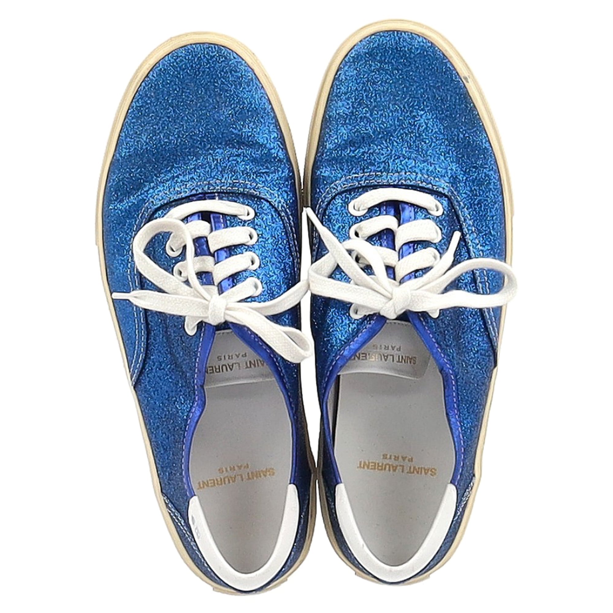 Women's Saint Laurent Low Top Sneakers in Blue Glitter
