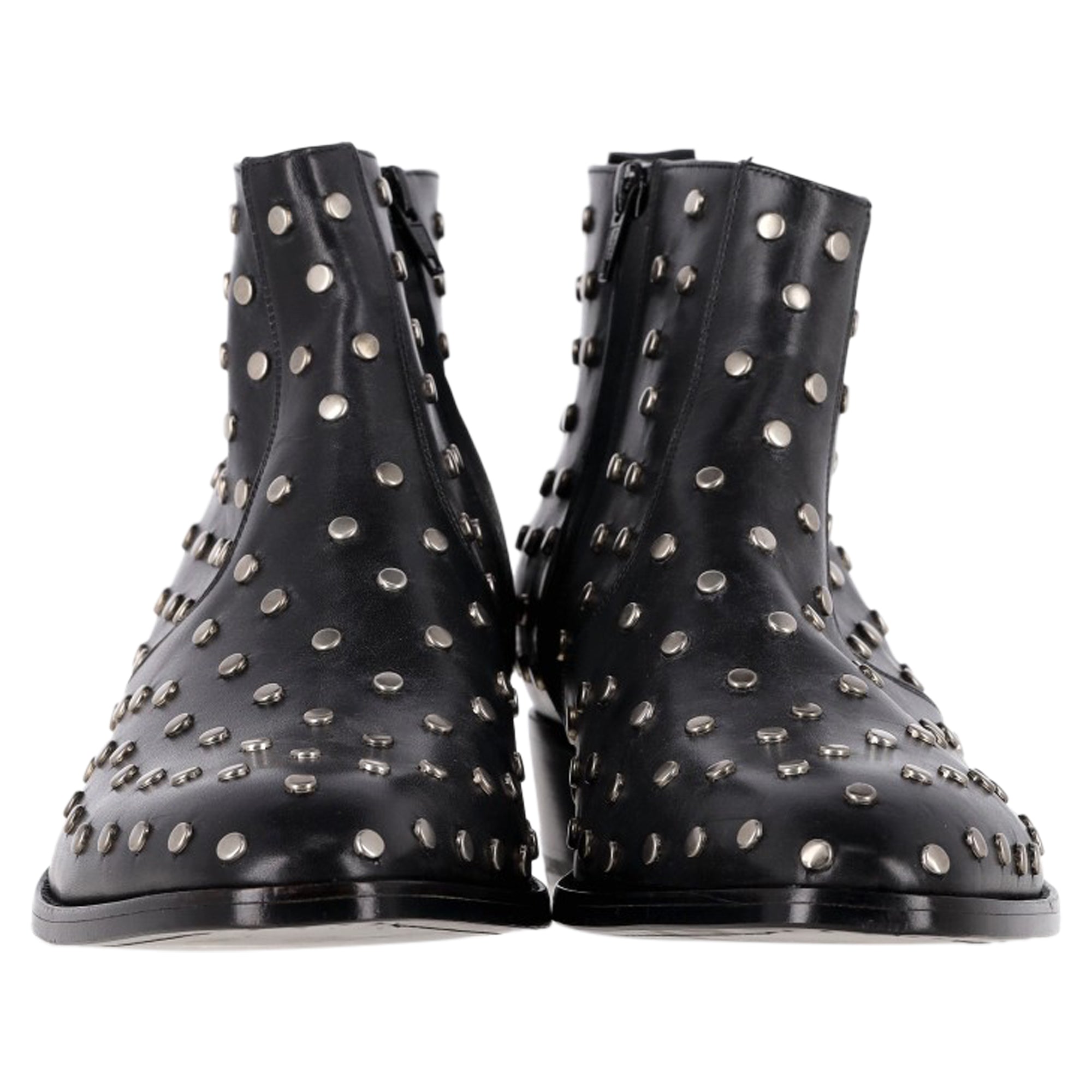 Saint Laurent Studded Wyatt Chelsea Boots in Black Leather