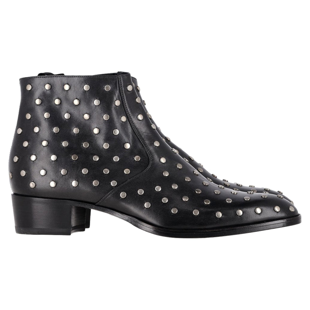 Saint Laurent Studded Wyatt Chelsea Boots in Black Leather