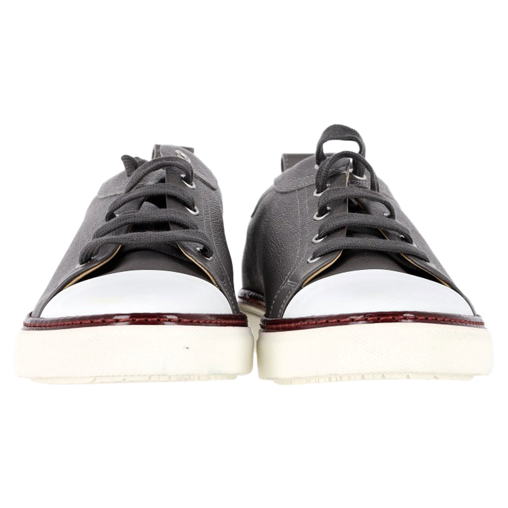 Hermès Two Tone Inside Lace Up Sneakers in Grey Leather