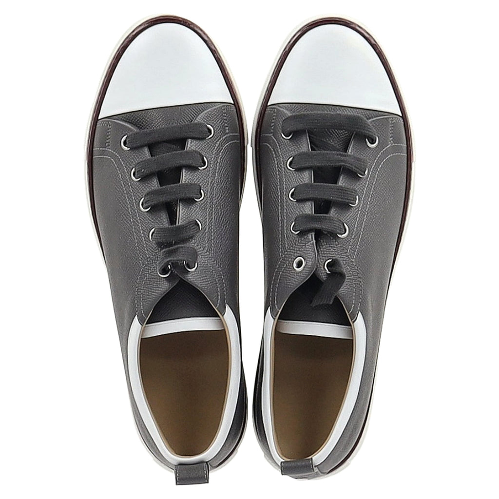 Hermès Two Tone Inside Lace Up Sneakers in Grey Leather
