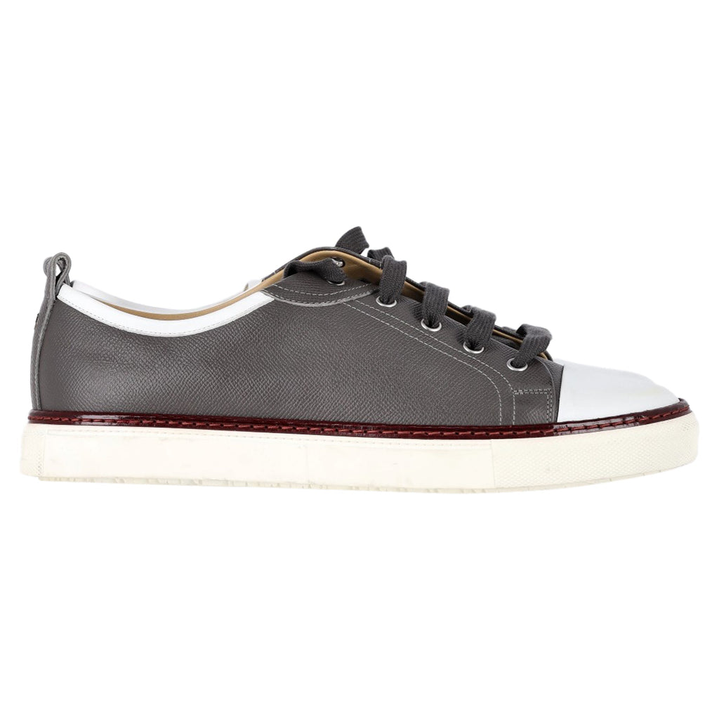 Hermès Two Tone Inside Lace Up Sneakers in Grey Leather