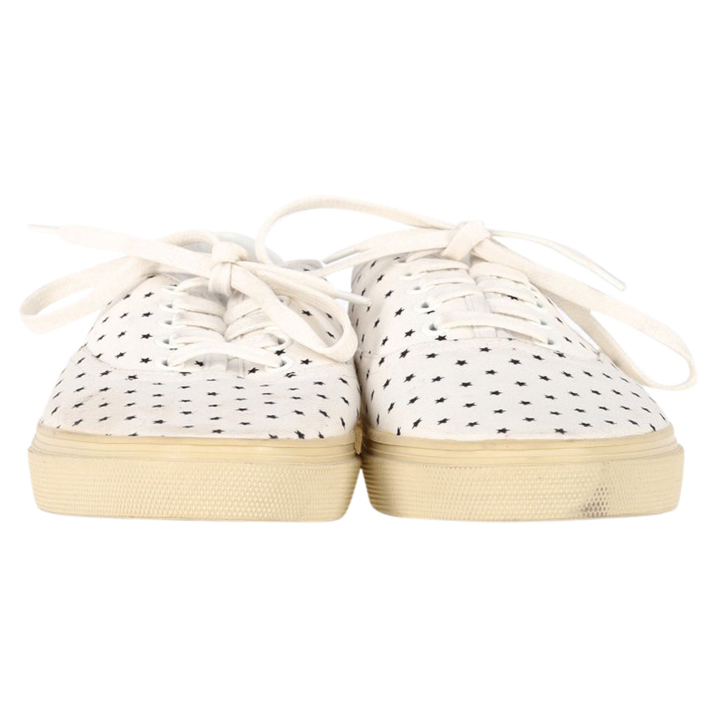 Women's Saint Laurent Star Print Sneakers in White Cotton