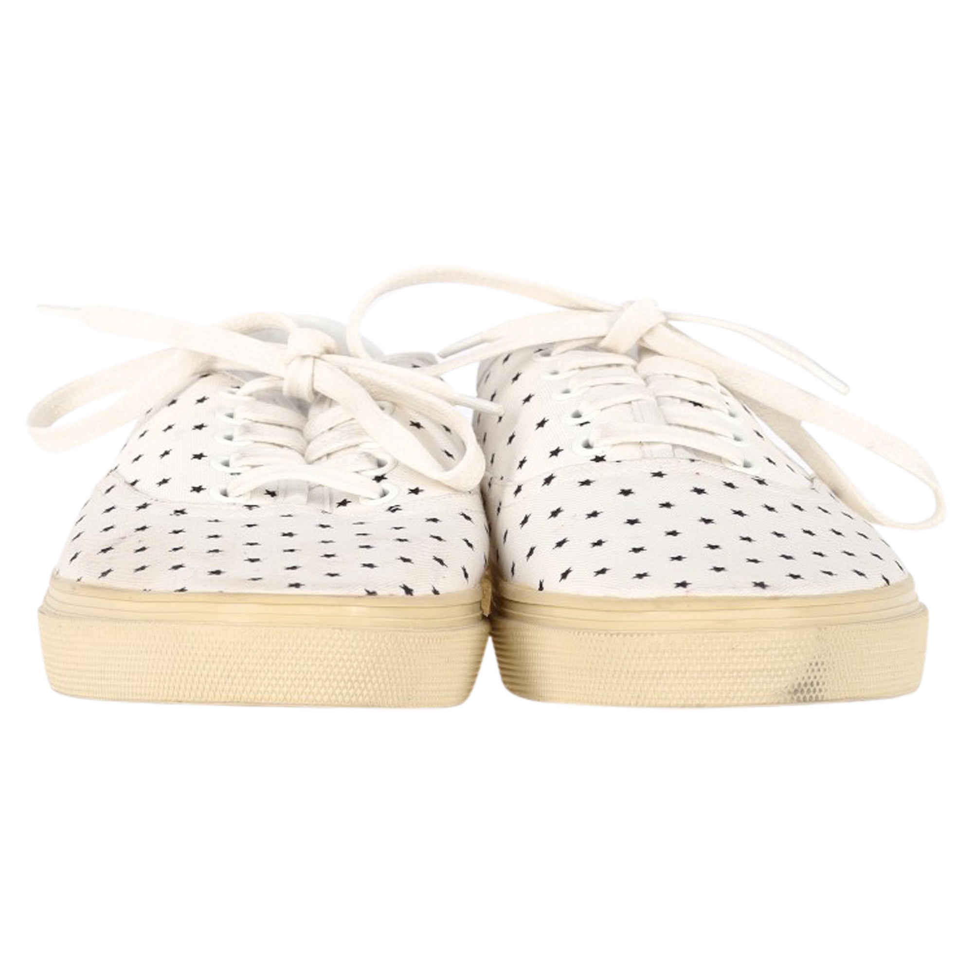 Women's Saint Laurent Star Print Sneakers in White Cotton