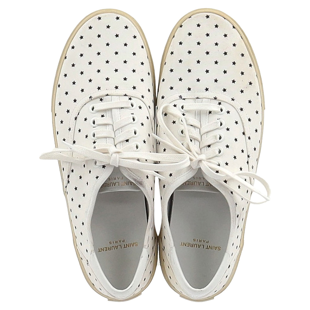 Women's Saint Laurent Star Print Sneakers in White Cotton