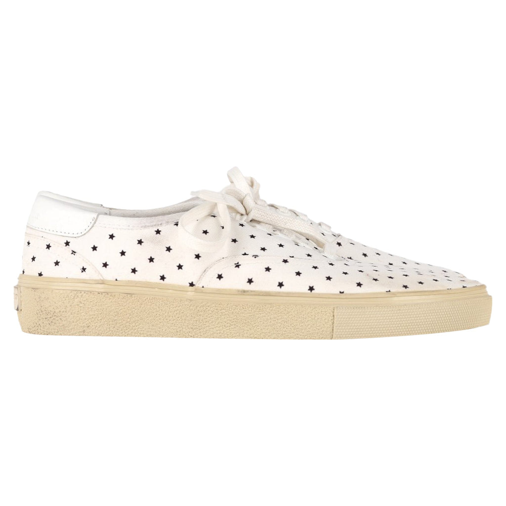 Women's Saint Laurent Star Print Sneakers in White Cotton