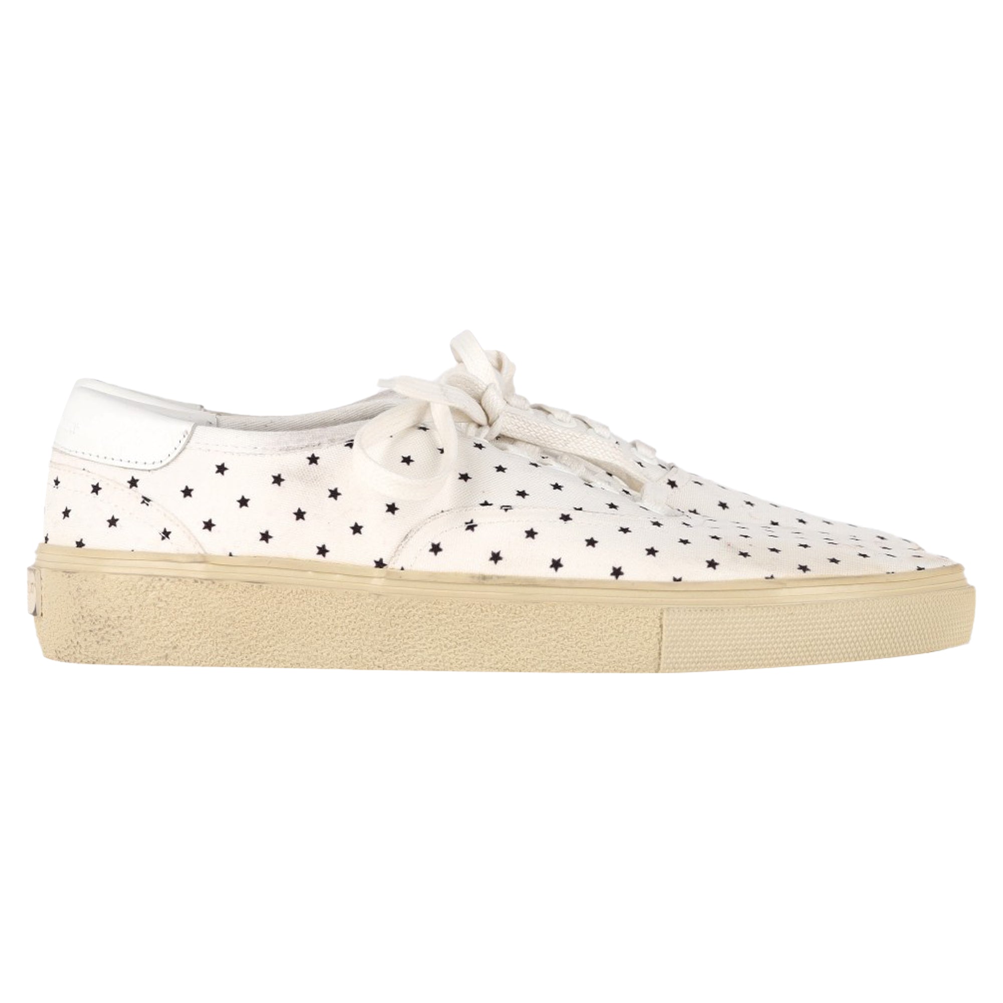 Women's Saint Laurent Star Print Sneakers in White Cotton