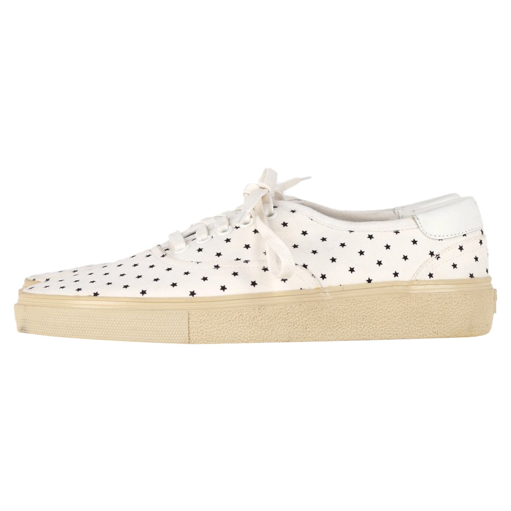 Women's Saint Laurent Star Print Sneakers in White Cotton