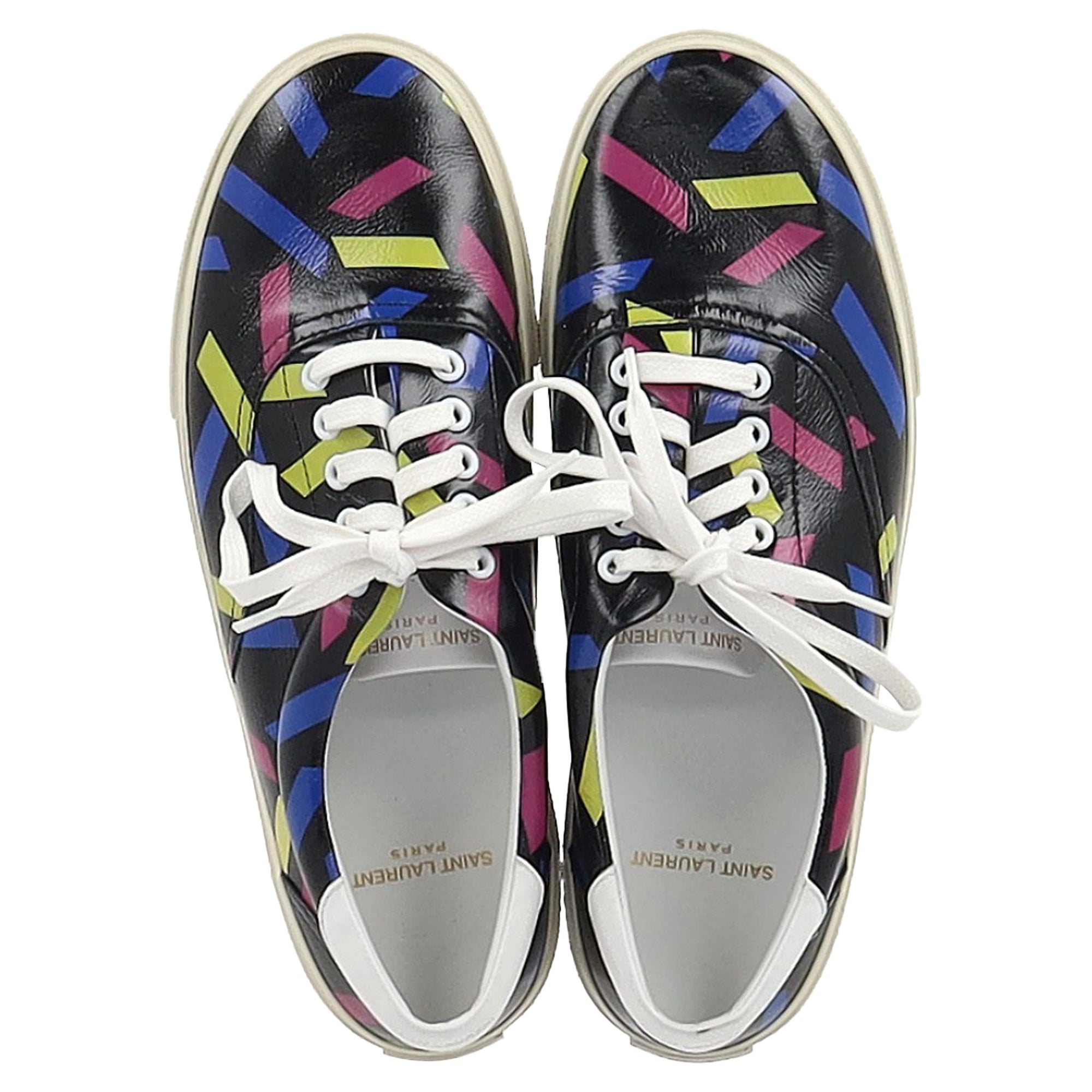 Saint Laurent Printed Low Top Snekaers in Black Leather