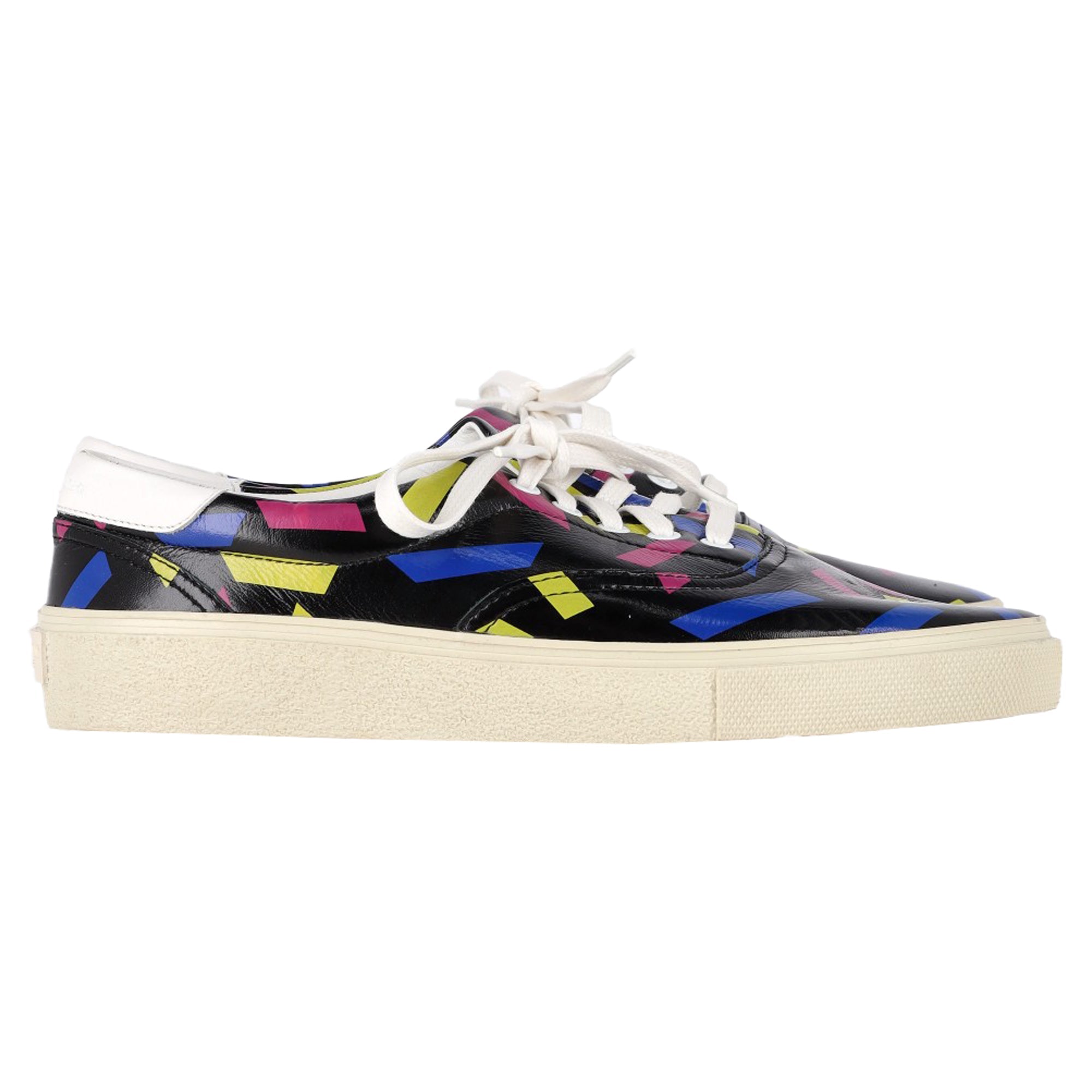 Saint Laurent Printed Low Top Snekaers in Black Leather