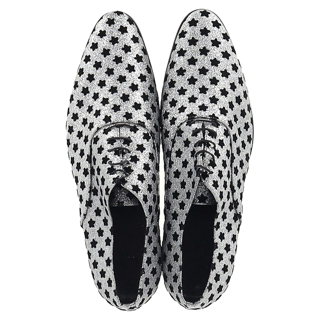 Women's Saint Laurent Star Print Oxfords in Silver Glitter
