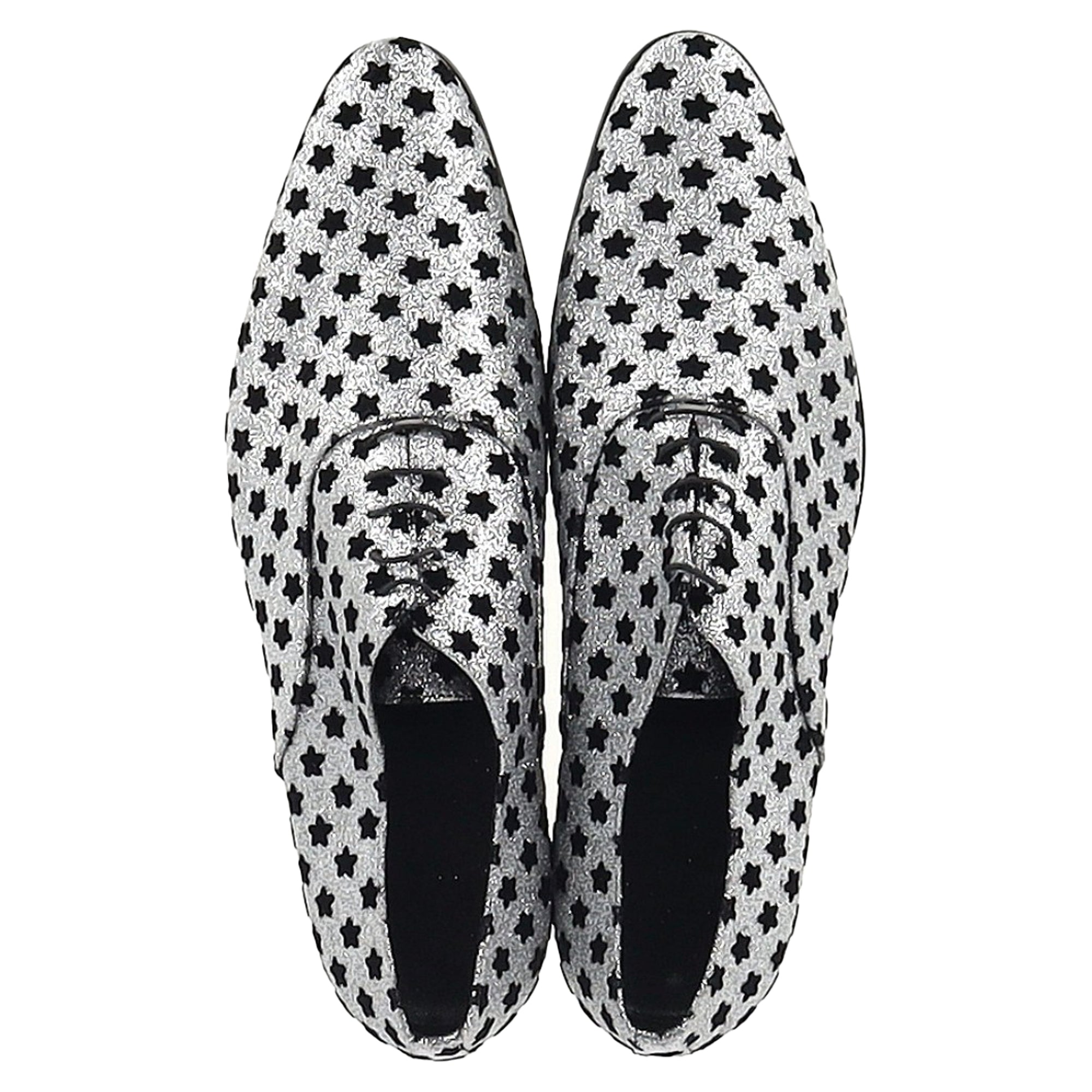 Women's Saint Laurent Star Print Oxfords in Silver Glitter