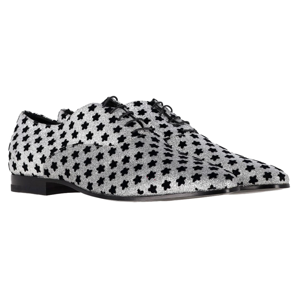 Women's Saint Laurent Star Print Oxfords in Silver Glitter