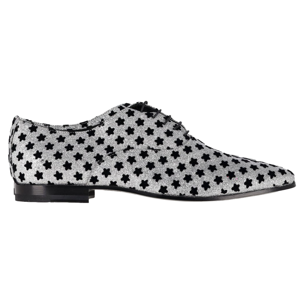 Women's Saint Laurent Star Print Oxfords in Silver Glitter