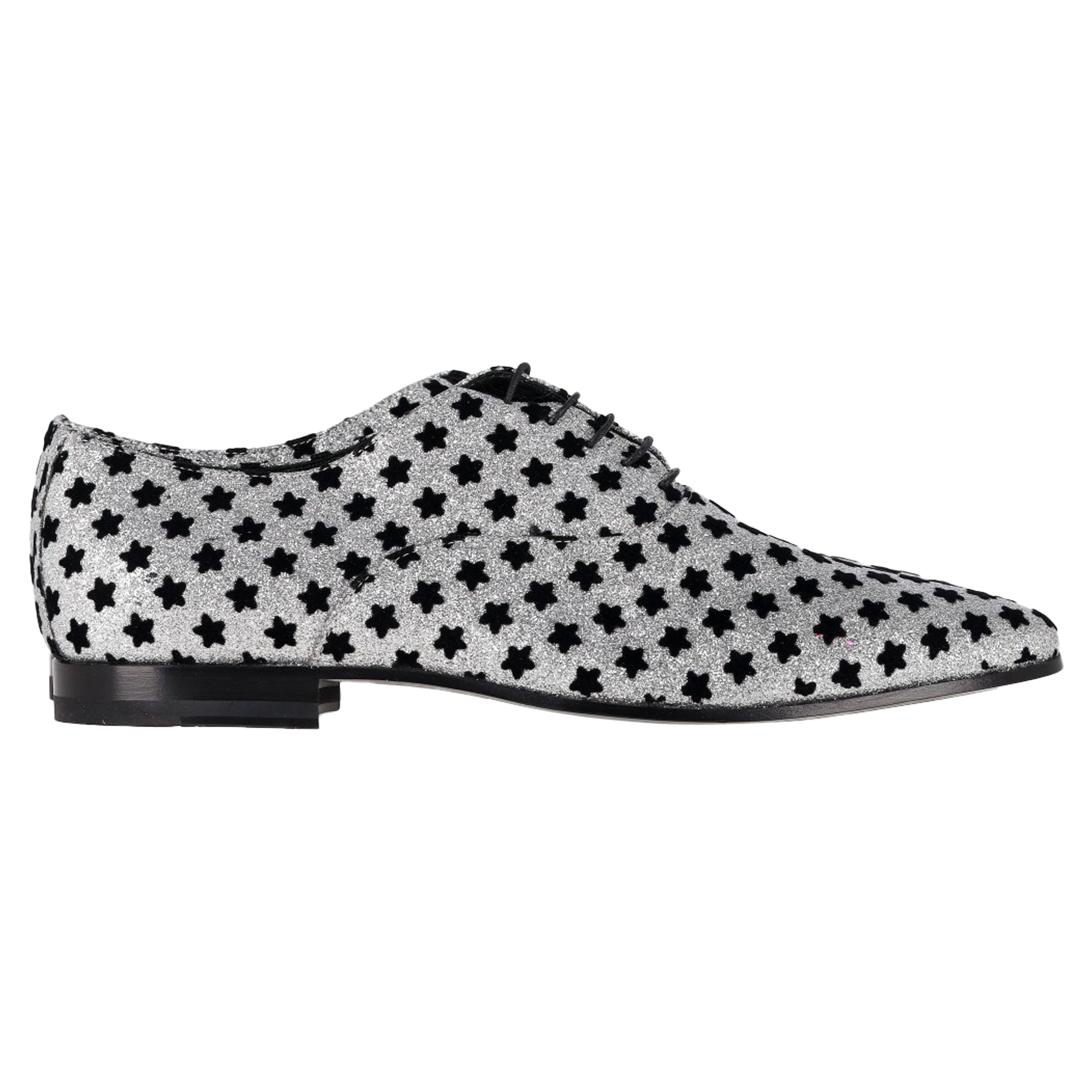 Women's Saint Laurent Star Print Oxfords in Silver Glitter
