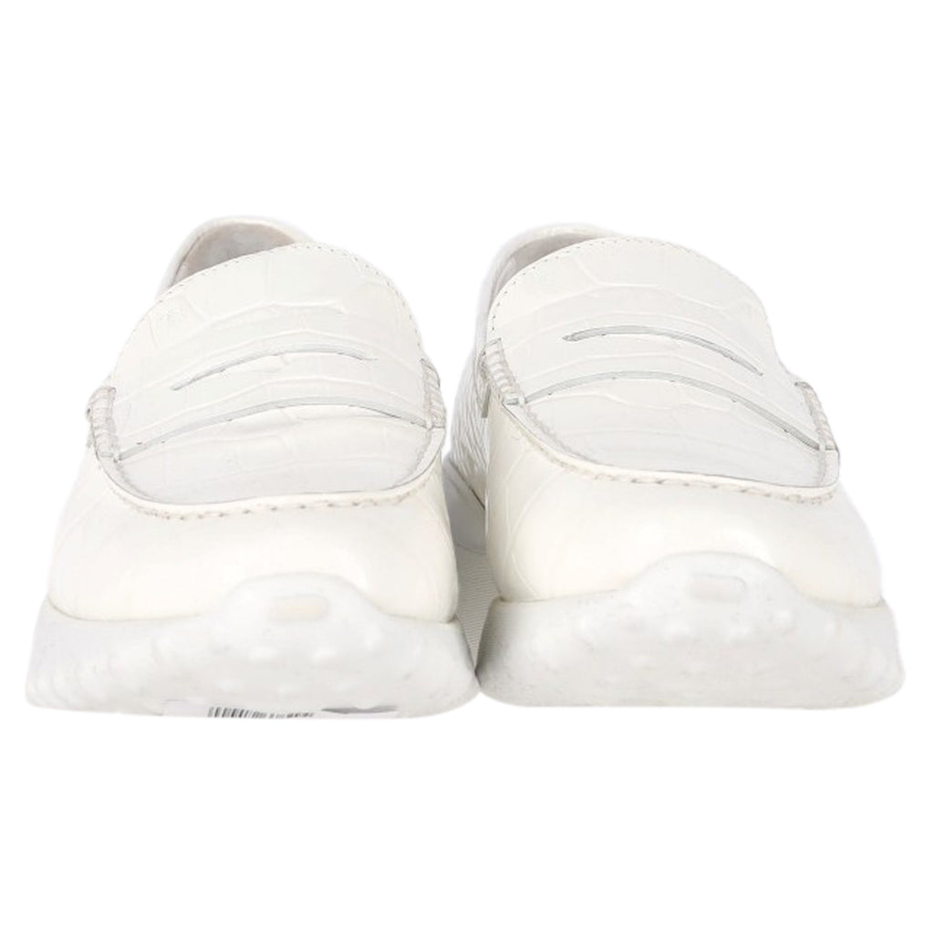 Women's Tod's x Alber Elbaz Croc-Embossed Loafers in White Leather