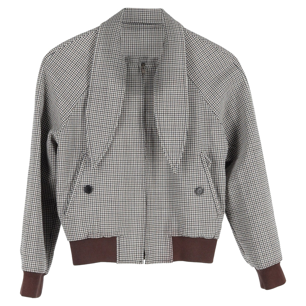 Balenciaga Harrington Check Bomber Jacket in Brown Wool