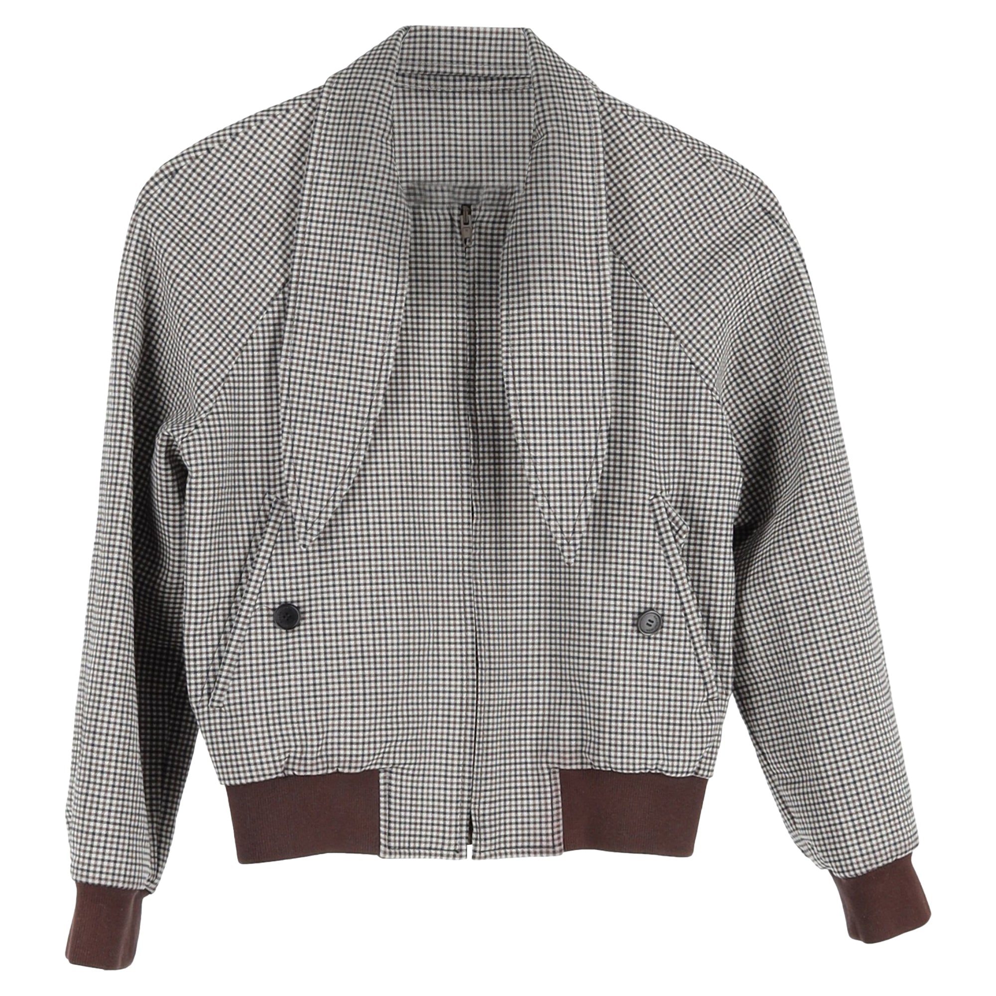 Balenciaga Harrington Check Bomber Jacket in Brown Wool