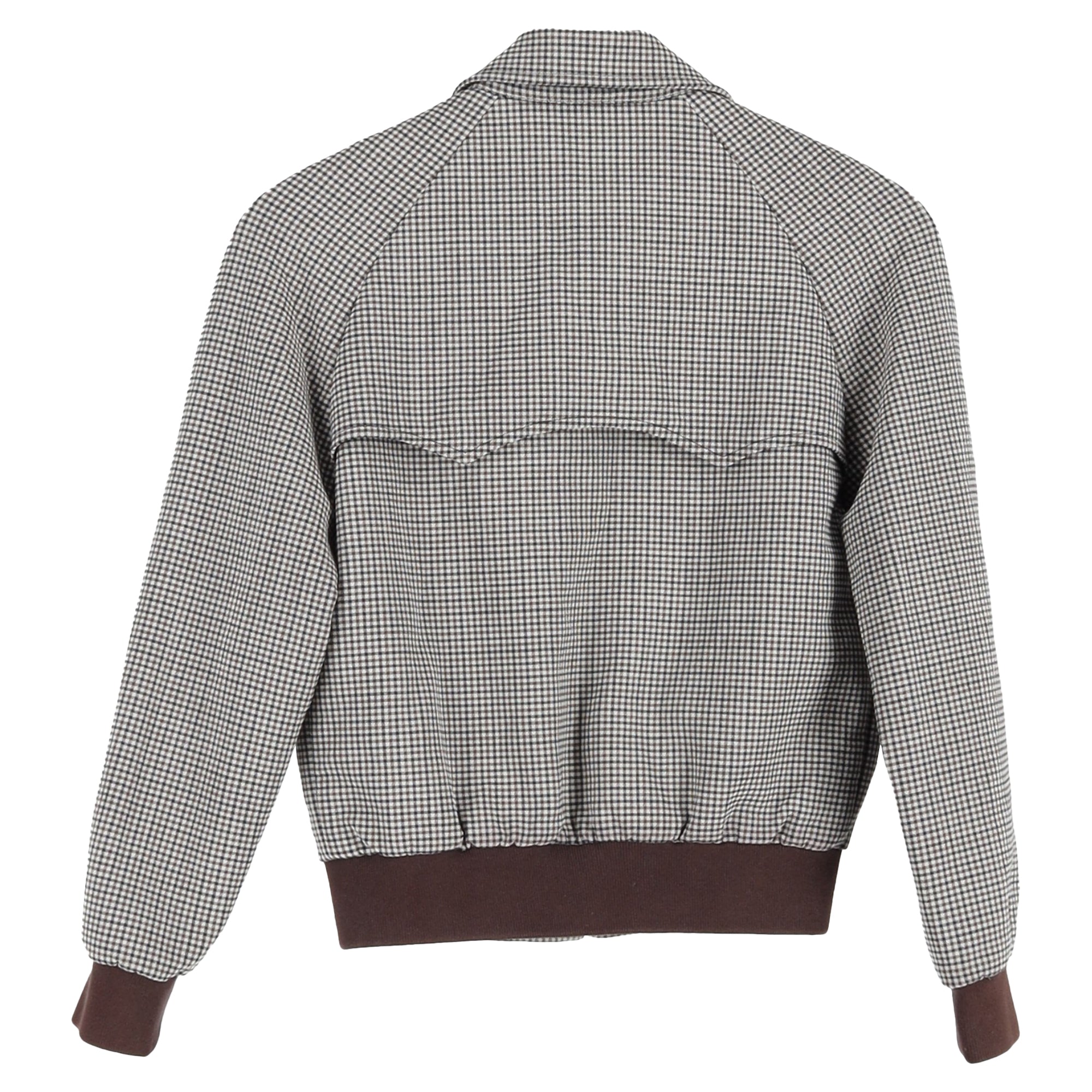 Balenciaga Harrington Check Bomber Jacket in Brown Wool