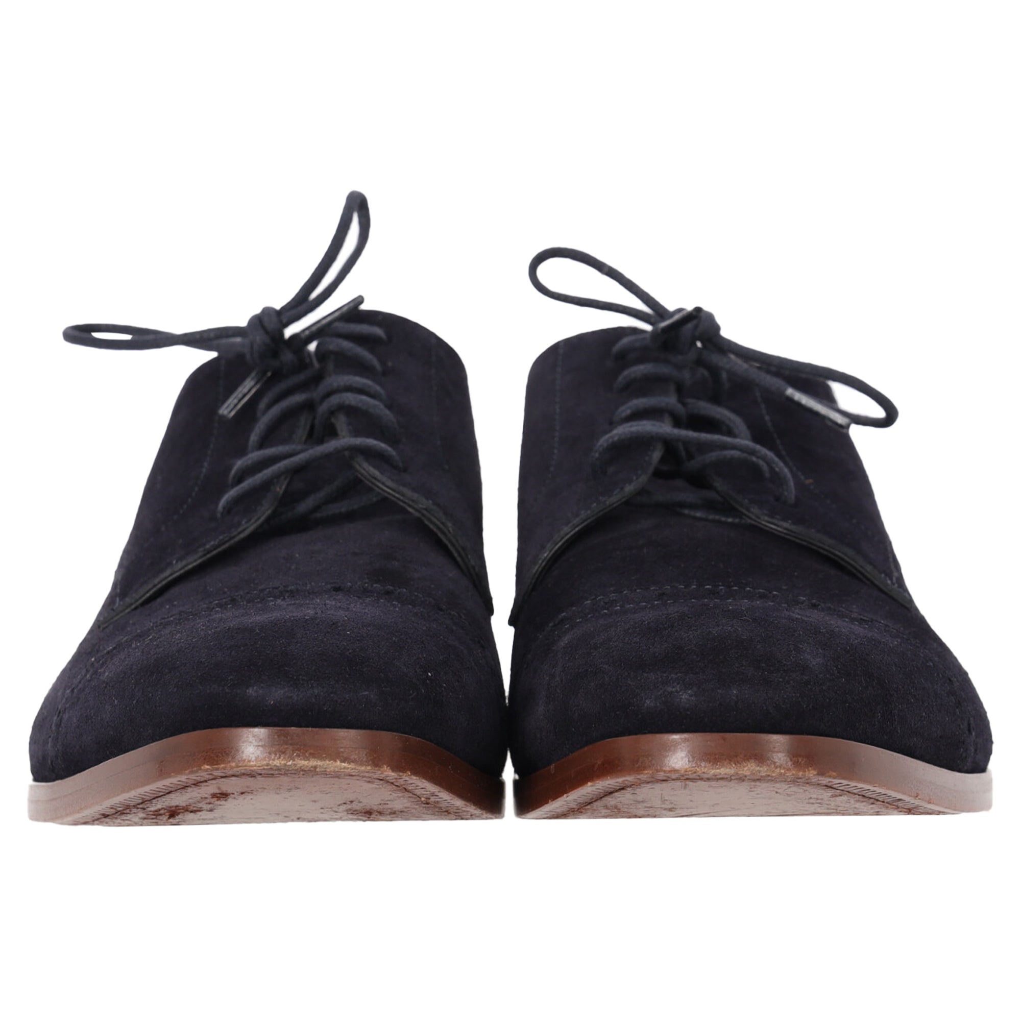 Women's Jimmy Choo Laced Derby Shoes in Navy Blue Suede
