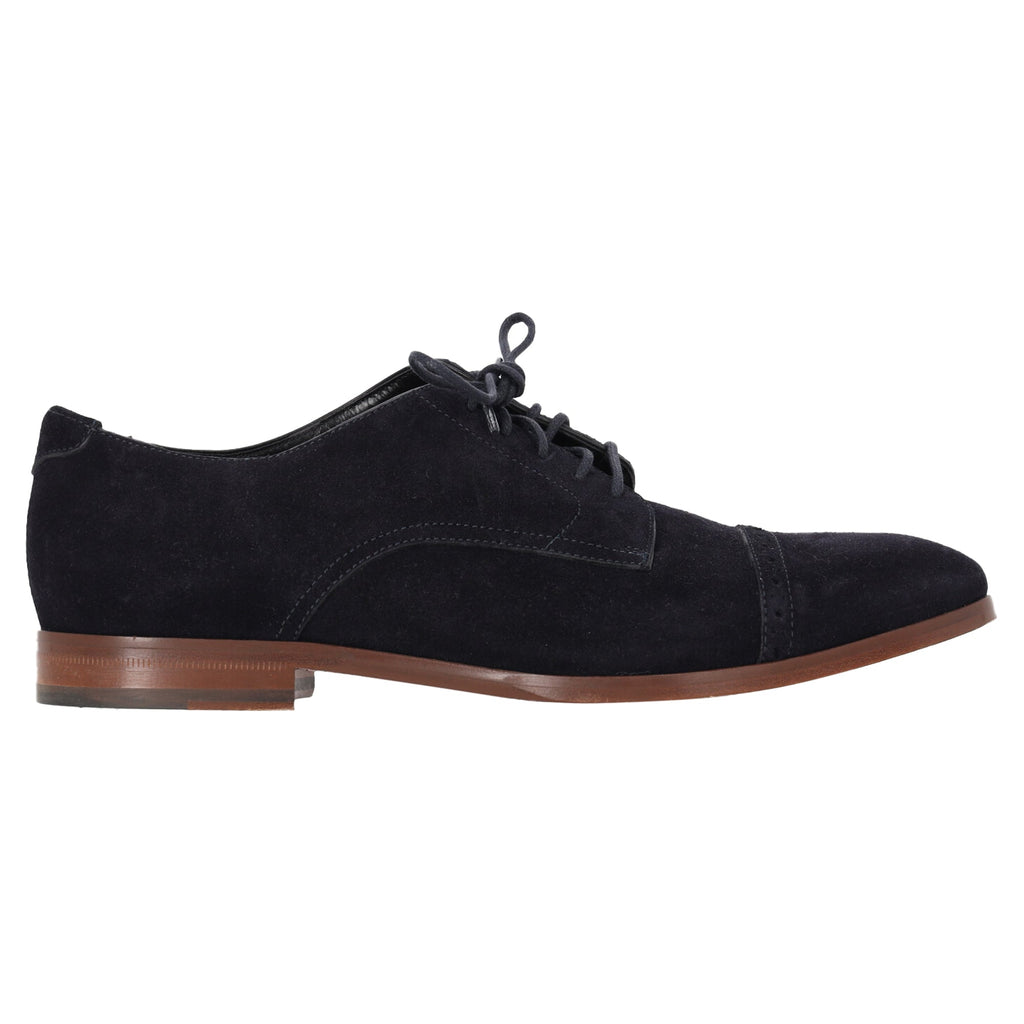 Women's Jimmy Choo Laced Derby Shoes in Navy Blue Suede