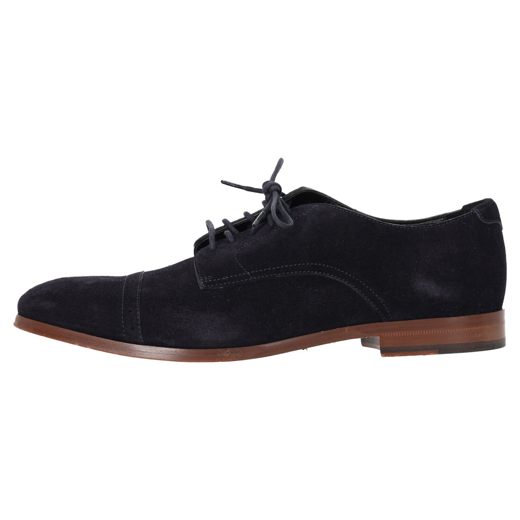 Women's Jimmy Choo Laced Derby Shoes in Navy Blue Suede