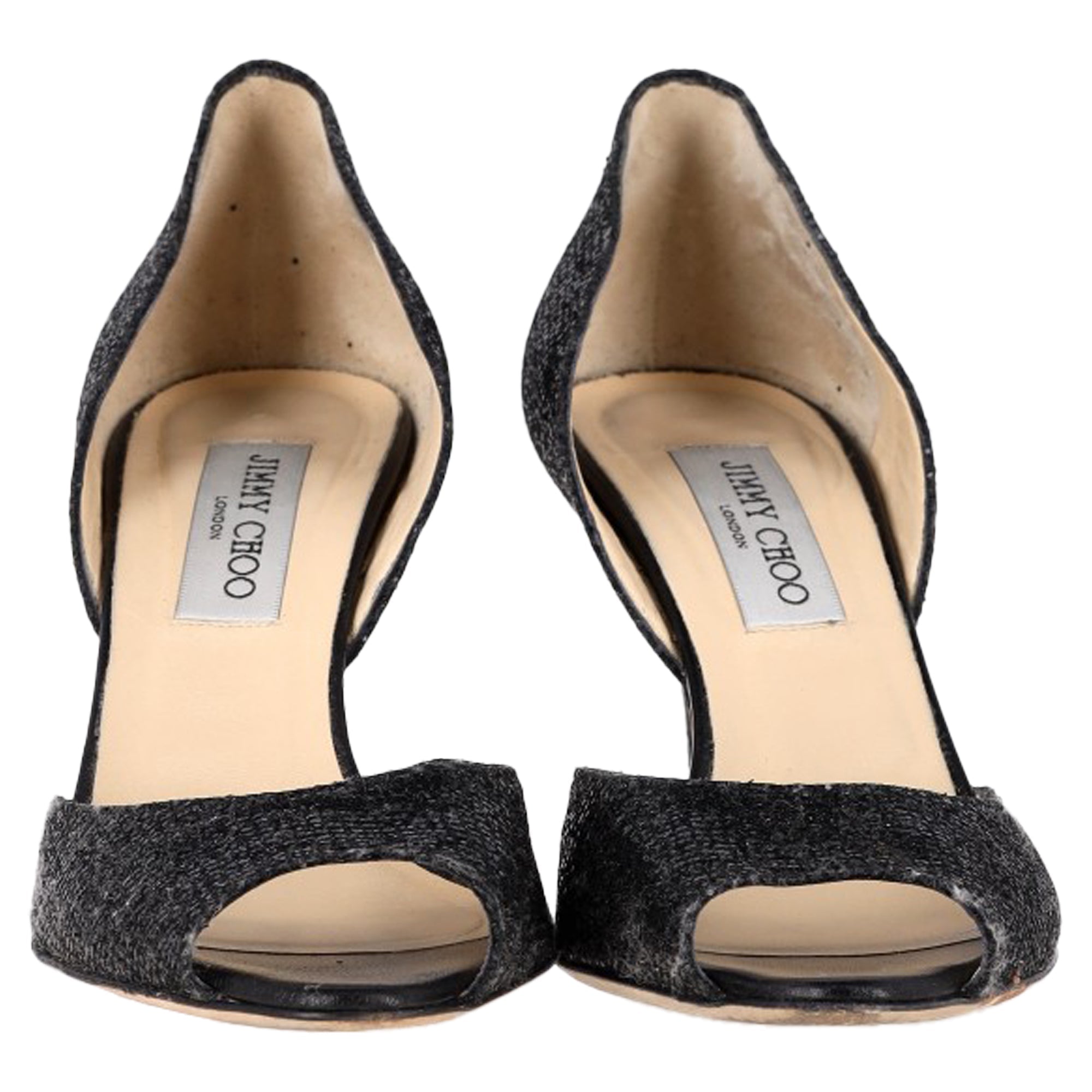 Women's Jimmy Choo Peep Toe D'Orsay Pumps in Black Glitter