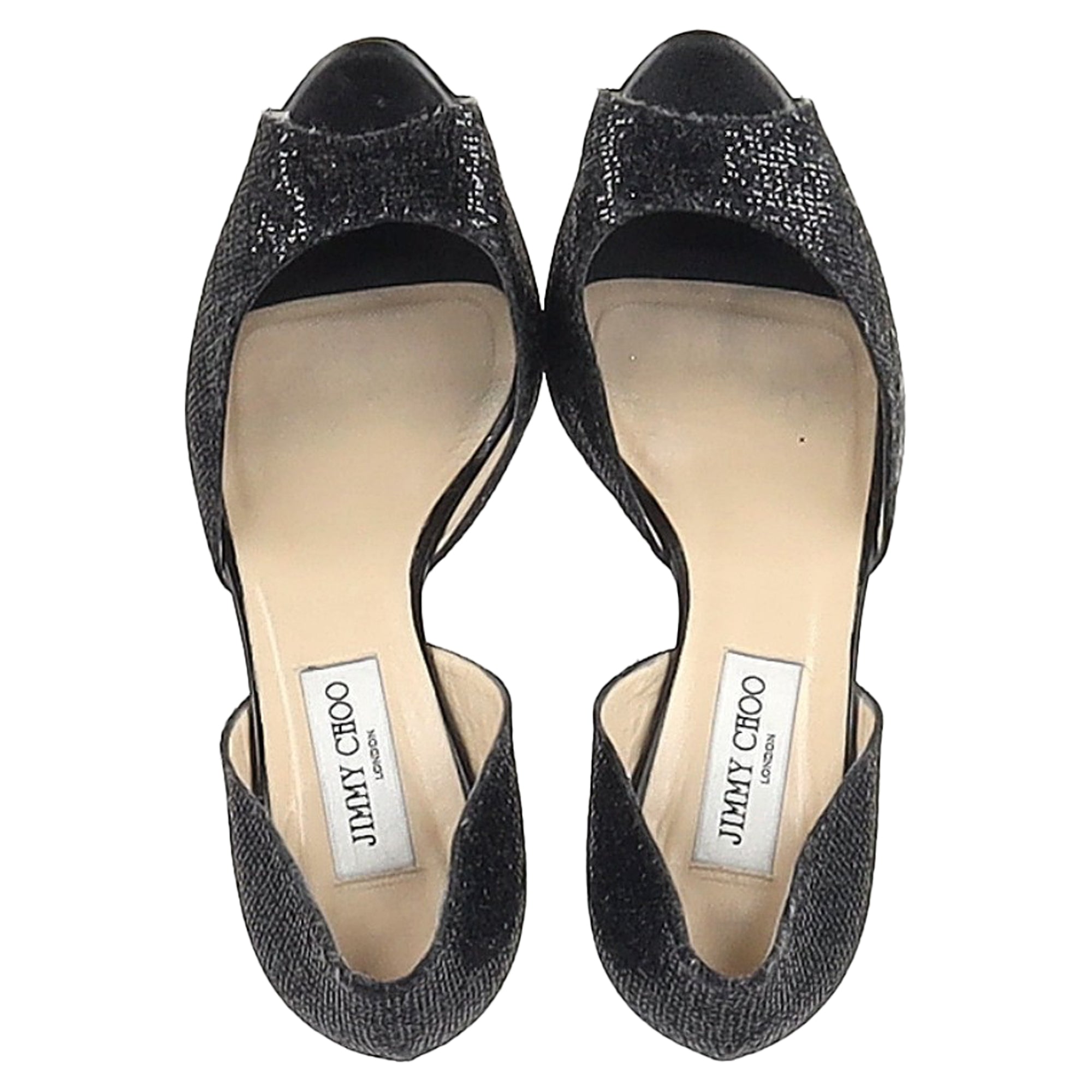 Women's Jimmy Choo Peep Toe D'Orsay Pumps in Black Glitter