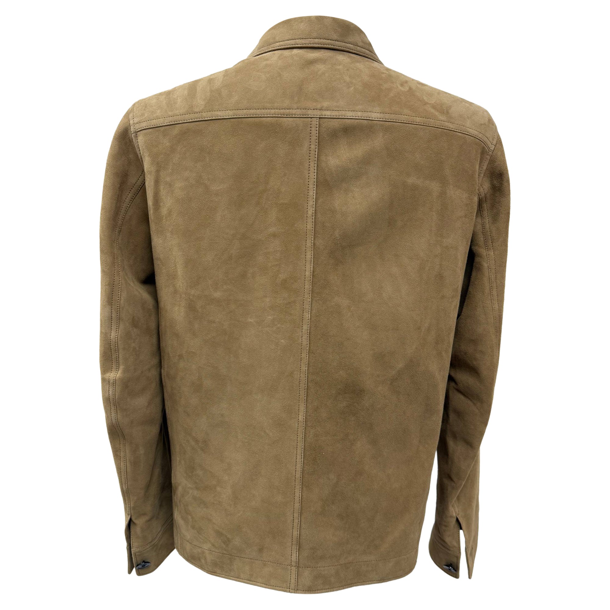 Tom Ford Buttoned Jacket with Pockets in Brown Suede