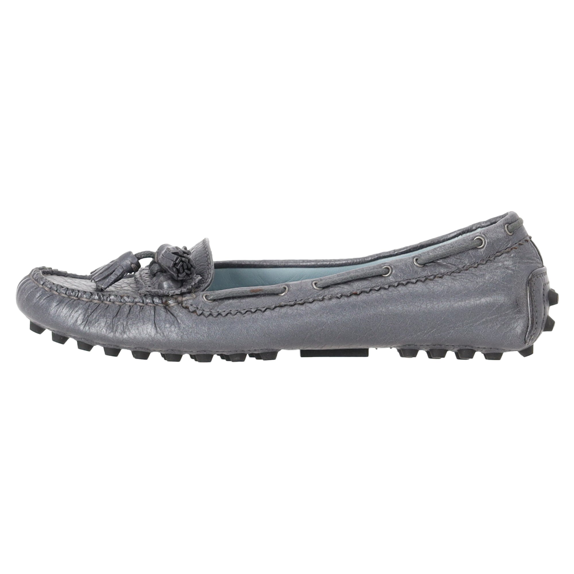 Balenciaga Tassel Embellished Loafers in Grey Leather